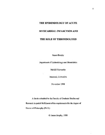 The Epidemiology of Acute Myocardial Infarction and the Role of Thrombolysis thumbnail