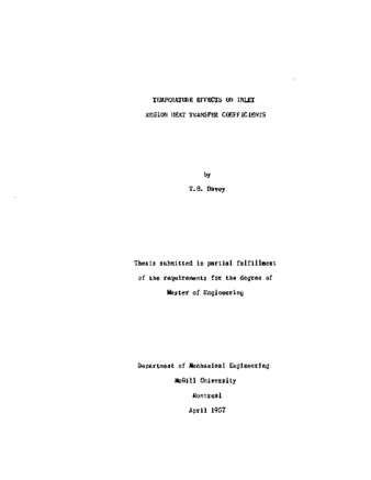 Temperature effects on inlet region heat transfer coefficients. thumbnail