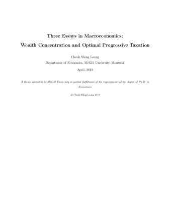 Three essays in macroeconomics: wealth concentration and optimal progressive taxation thumbnail