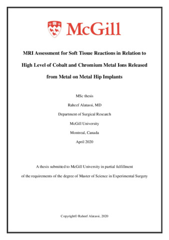 MRI assessment for soft tissue reactions in relation to high level of cobalt and chromium metal ions released from metal on metal hip implants thumbnail