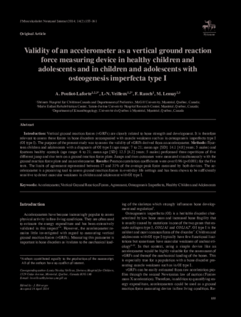 Validity of an accelerometer as a vertical ground reaction force measuring device in healthy children and adolescents and in children and adolescents with osteogenesis imperfecta type I thumbnail