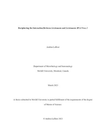 Deciphering the Interaction Between Leishmania and Leishmania RNA Virus 1 thumbnail