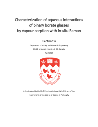 Characterization of aqueous interactions of borate glasses thumbnail