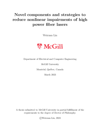 Novel components and strategies to reduce nonlinear impairments of high power fiber lasers thumbnail