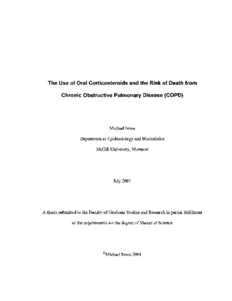 The use of oral corticosteroids and the risk of death from Chronic Obstructive Pulmonary Disease (COPD) / thumbnail