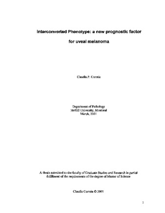 Interconverted Phenotype: a new prognostic factor for uveal melanoma thumbnail