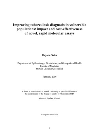 Improving tuberculosis diagnosis in vulnerable populations: impact and cost-effectiveness of novel, rapid molecular assays thumbnail