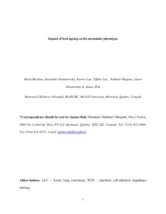 Impact of host ageing on the metastatic phenotype thumbnail
