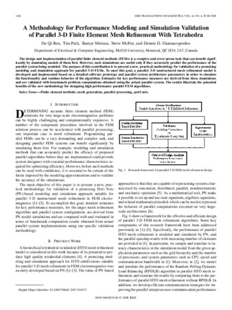 A Methodology for Performance Modeling and Simulation Validation of Parallel 3-D Finite Element Mesh Refinement With Tetrahedra thumbnail