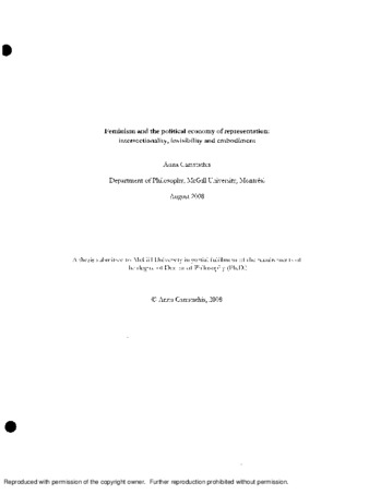 Feminism and the political economy of representation : intersectionality, invisibility and embodiment thumbnail