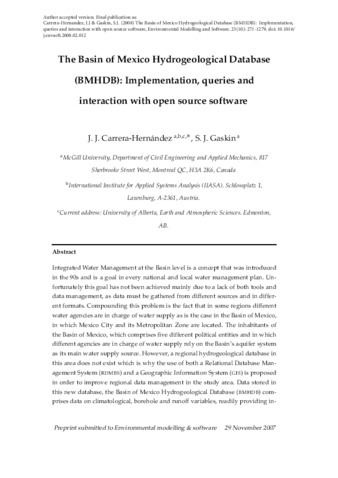 The Basin of Mexico Hydrogeological Database (BMHDB): Implementation, queries and interaction with open source software thumbnail