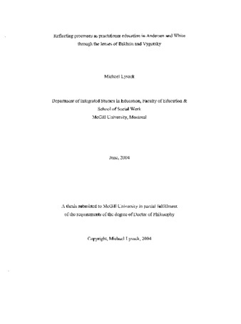 Reflecting processes as practitioner education in Andersen and White through the lenses of Bakhtin and Vygotsky thumbnail