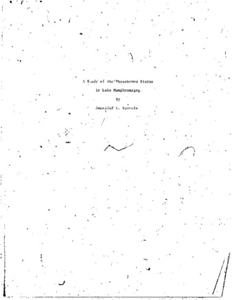 A comparative study of the phytoplankton phosphorus status in Lake Memphremagog / thumbnail