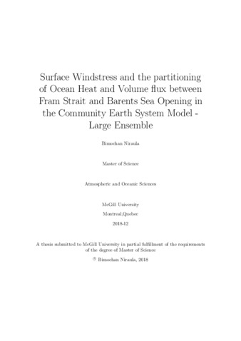 Surface windstress and the partitioning of ocean volume ux between fram strait and barents sea opening in the community earth system model - large ensemble thumbnail