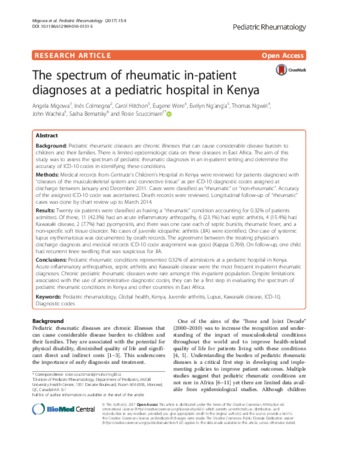 The spectrum of rheumatic in-patient diagnoses at a pediatric hospital in Kenya thumbnail