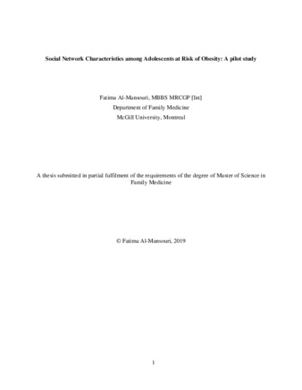 Social network characteristics among adolescents at risk of obesity: a pilot study thumbnail