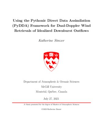 Using the Pythonic Direct Data Assimilation (PyDDA) Framework for Dual-Doppler Wind Retrievals of Idealized Downburst Outflows thumbnail