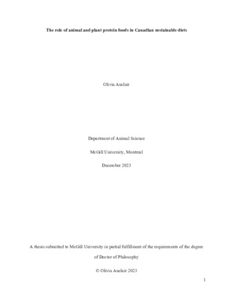 The role of animal and plant protein foods in Canadian sustainable diets thumbnail