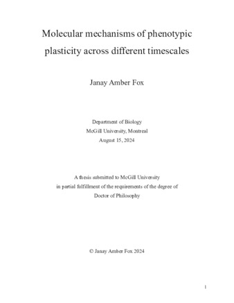 Molecular mechanisms of phenotypic plasticity across different timescales thumbnail