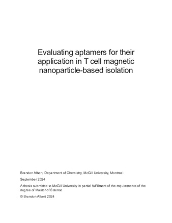 Evaluating aptamers for their application in T cell magnetic nanoparticle-based isolation thumbnail