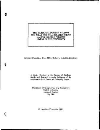 The incidence and risk factors for falls and fall-related injury among elderly persons living in the community / thumbnail