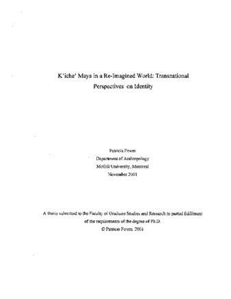 K'iche' Maya in a re-imagined world : transnational perspectives on identity thumbnail