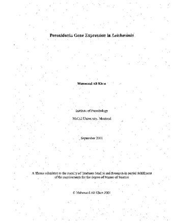 Peroxidoxin gene expression in Leishmania thumbnail