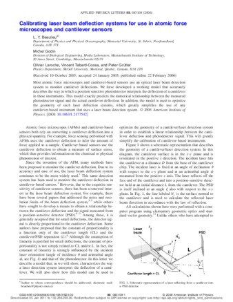 Calibrating Laser Beam Deflection Systems for Use in Atomic Force Microscopes and Cantilever Sensors thumbnail