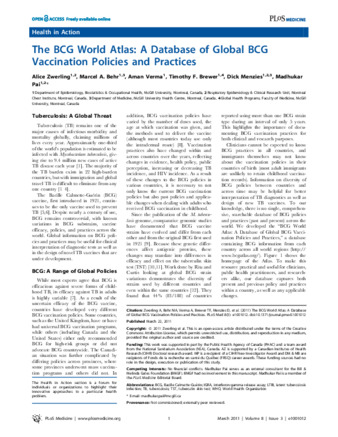 The BCG World Atlas: A Database of Global BCG Vaccination Policies and Practices thumbnail