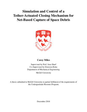 Simulation and Control of a Tether-Actuated Closing Mechanism for Net-Based Capture of Space Debris thumbnail