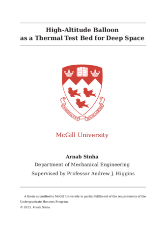 High-Altitude Balloon as a Thermal Test Bed for Deep Space thumbnail