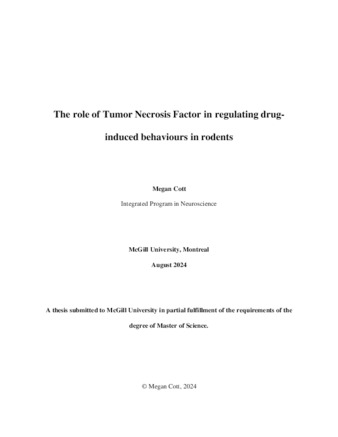 The role of Tumor Necrosis Factor in regulating drug-induced behaviours in rodents thumbnail