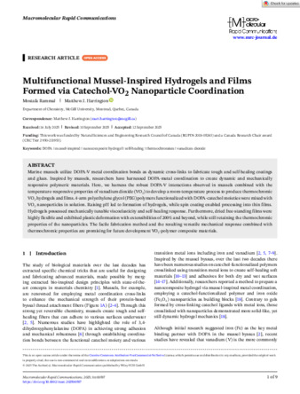 Multifunctional mussel-inspired materials formed via catechol-VO2 nanoparticle coordination thumbnail