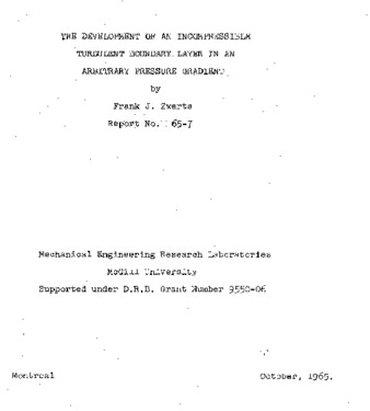 The development of an incompressible turbulent boundary layer in an arbitrary pressure gradient thumbnail