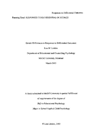 Gender differences in responses to differential outcomes thumbnail