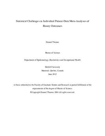 Statistical challenges in individual patient data meta-analyses of binary outcomes thumbnail