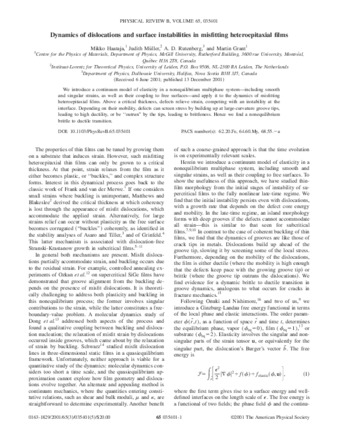 Dislocations and morphological instabilities: Continuum modeling of misfitting heteroepitaxial films thumbnail