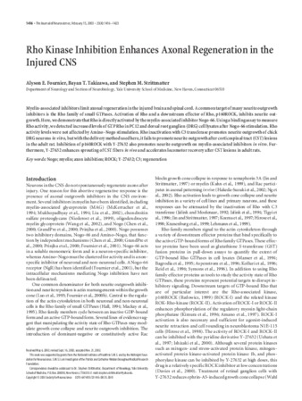 Rho kinase inhibition enhances axonal regeneration in the injured CNS thumbnail