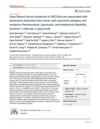 Early-onset epileptic encephalopathy with hearing loss in two siblings with TBC1D24 recessive mutations. thumbnail