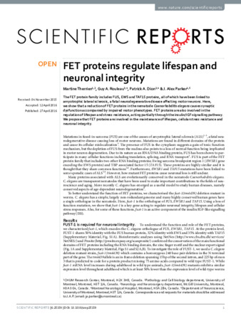 FET proteins regulate lifespan and neuronal integrity thumbnail