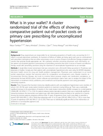 What is in your wallet? A cluster randomized trial of the effects of showing comparative patient out-of-pocket costs on primary care prescribing for uncomplicated hypertension thumbnail