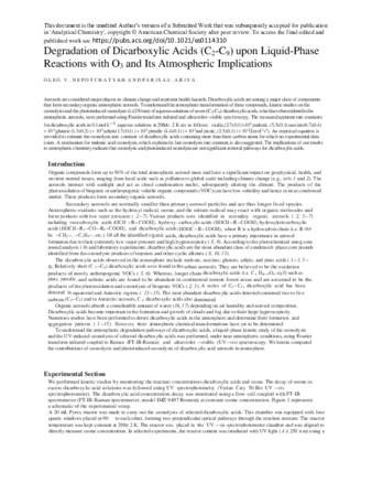 Degradation of Dicarboxylic Acids (C2−C9) upon Liquid-Phase Reactions with O3 and Its Atmospheric Implications thumbnail