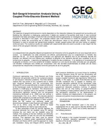 Soil-Geogrid Interaction Analysis Using A Coupled Finite-Discrete Element Method thumbnail