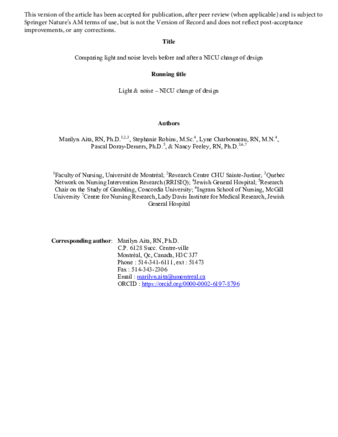 Comparing light and noise levels before and after a NICU change of design thumbnail