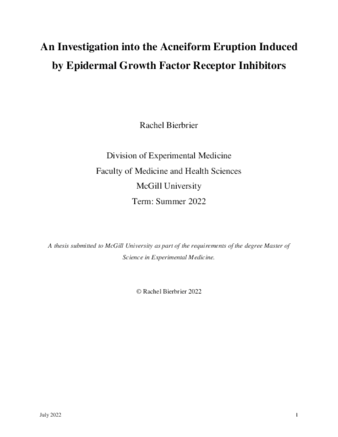 An investigation into the acneiform eruption induced by epidermal growth factor receptor inhibitors thumbnail