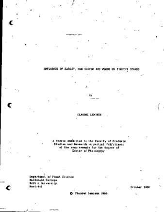 Influence of barley, red clover and weeds on timothy stands thumbnail