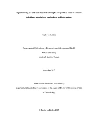 Injection drug use and food insecurity among HIV-hepatitis C virus co-infected individuals: associations, mechanisms, and interventions thumbnail