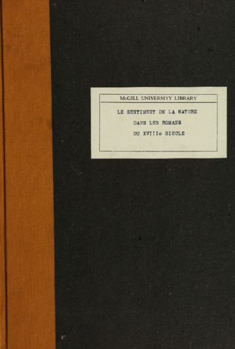 Le sentiment de la nature dans les romans du XVIIIe siècle. thumbnail