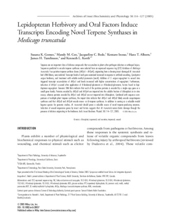 Lepidopteran Herbivory and Oral Factors Induce Transcripts Encoding Novel Terpene Synthases in Medicago truncatula thumbnail