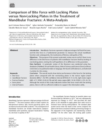 Comparison of bite force with locking plates versus non-locking plates in the treatment of mandibular fractures: a meta-analysi thumbnail